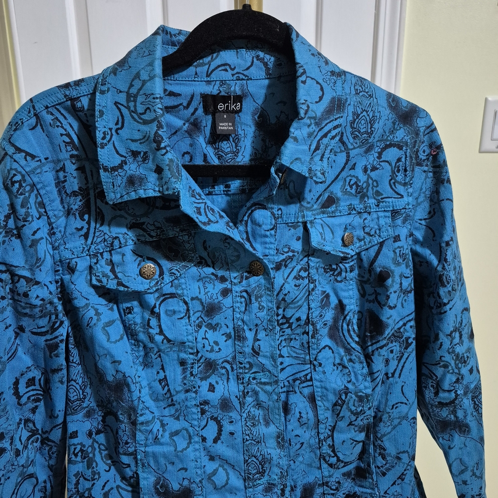 Erika Women's Patterned Blue Jean Jacket